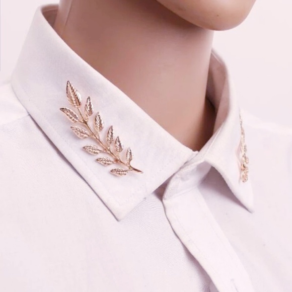 Pair of Leaf Brooches Leaves Collar Pin - Picture 2 of 6